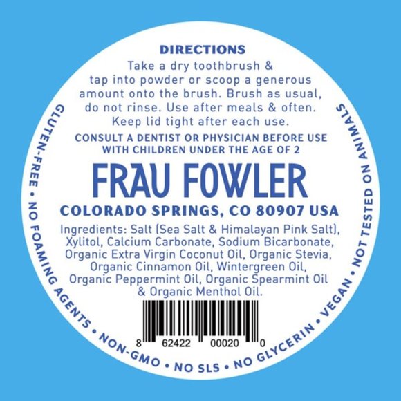 Qty (2) Frau Fowler Power Mint Tooth Powder | Peppermint, Wintergreen, Spearmint - Picture 3 of 4